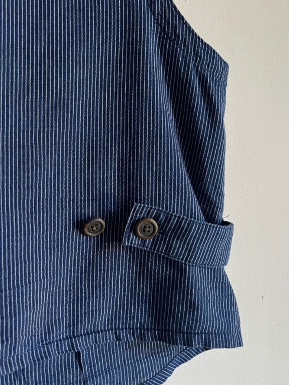 NWT JCrew Patch Pocket Vest Indigo Railroad Stripe Size 2 Navy Ivory $118 CA554